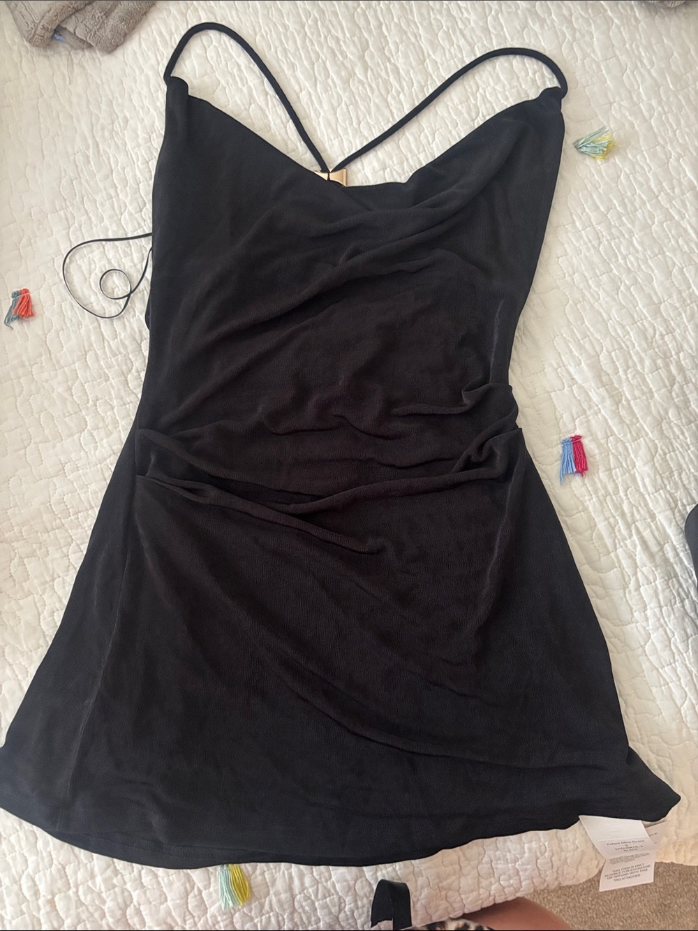 Sasha Therese Black Slip Dress with Cross-Back Straps